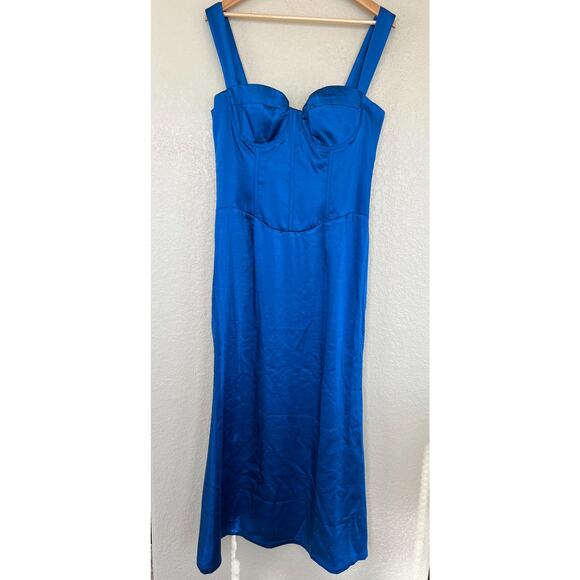 NEW REVOLVE Runway the Label Oura Maxi Dress XL Cobalt Blue Satin Corset Date - Picture 3 of 9